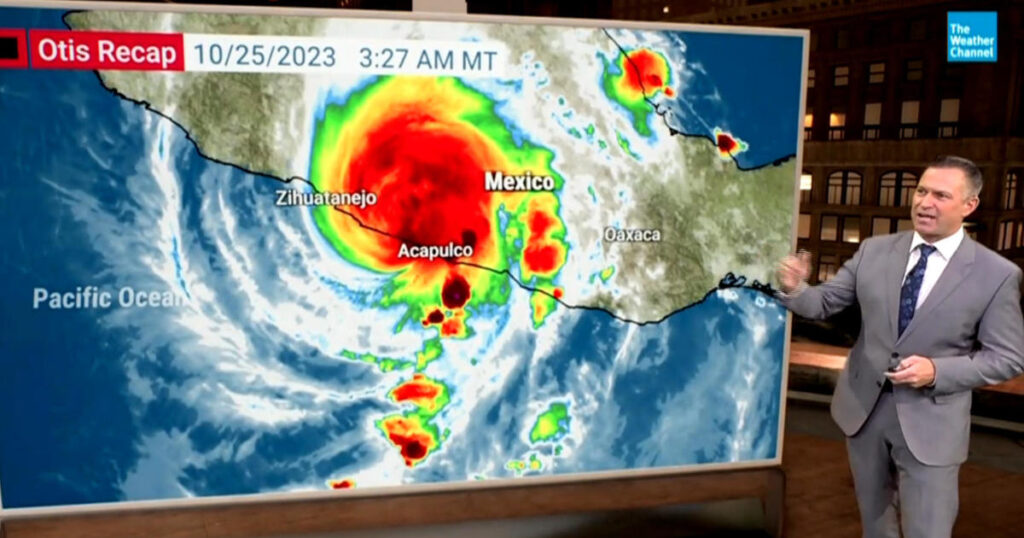 Otis violently strikes southern Mexico as a powerful hurricane.