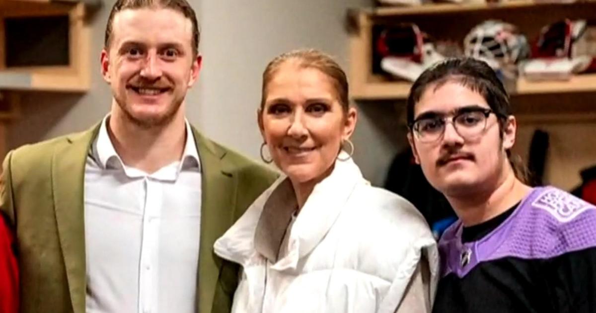 Celine Dion makes a rare public appearance to greet the Montreal Canadiens.