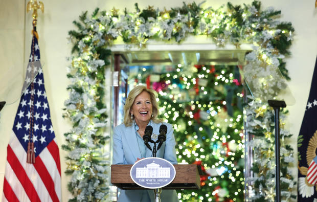 Jill Biden reveals the 2023 White House holiday decorations. Take a look at pictures of the festive trees, ornaments, and other decor.