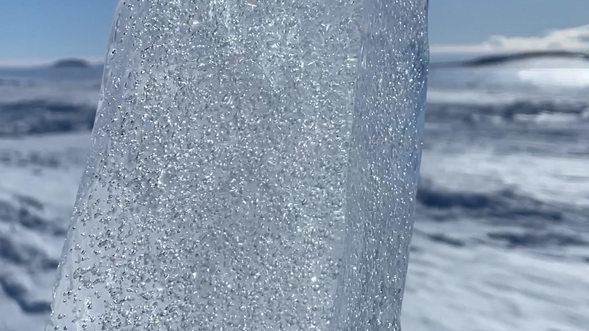 Air bubbles trapped in the ice in Antarctica 