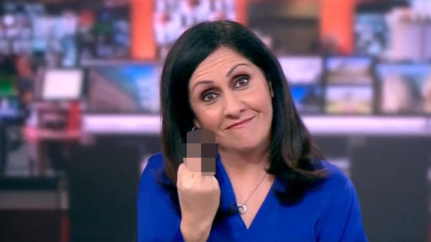 Maryam Moshiri, a presenter for BBC News, has issued an apology for making a gesture with her middle finger during a live broadcast.