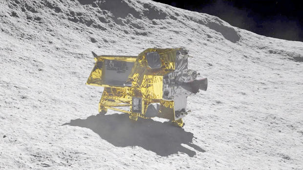 The Japanese moon lander successfully makes contact with the lunar surface, but its mission is jeopardized by a malfunction that cuts off its power and brings it to an early end.