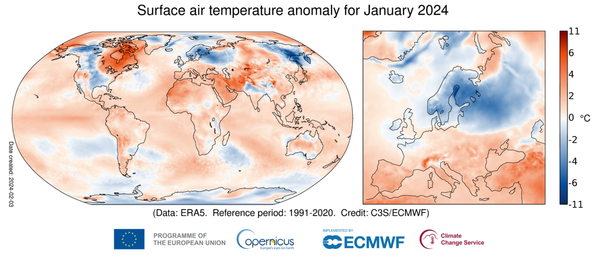 Hottest January on record pushes 12-month global average temps over 1.5 degree threshold for first time ever