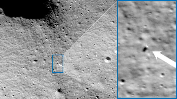 The lunar orbiter captured images of the tipped-over moon lander belonging to Odysseus, which then transmitted them back.