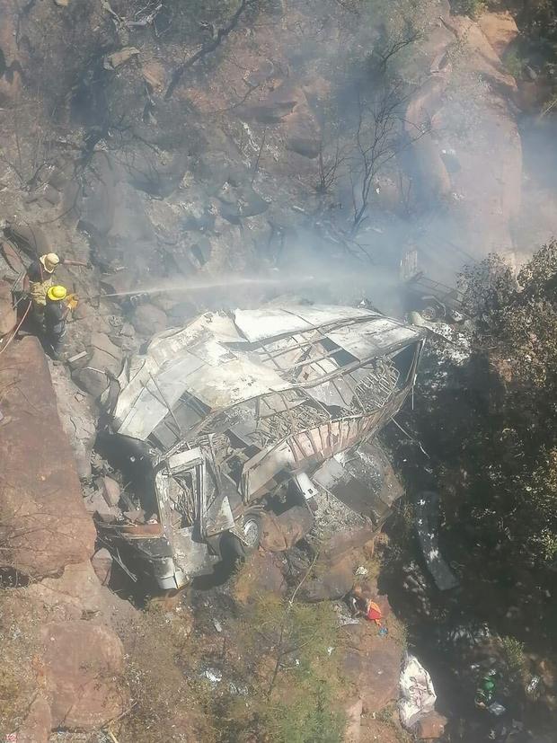 Bus in South Africa plunges off bridge and catches fire, killing 45 people