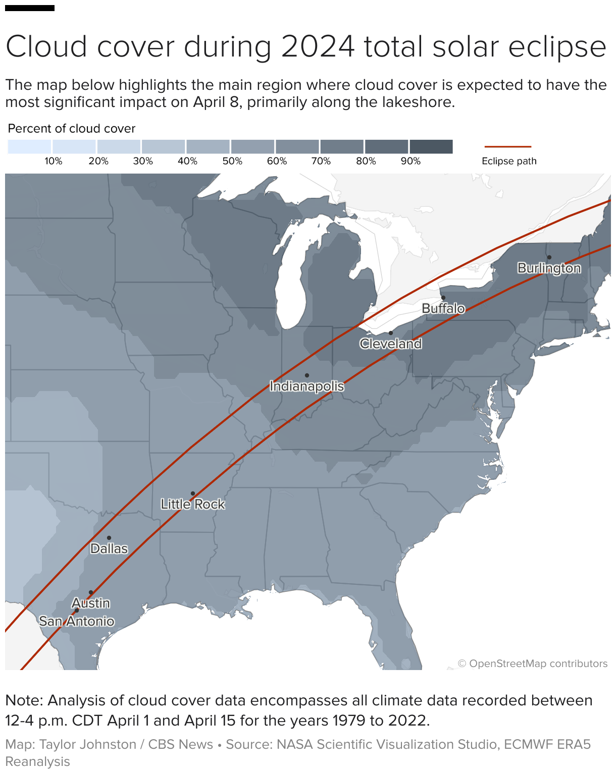 Looking for the best places to see the April 8 solar eclipse in the totality path? You may have to dodge clouds.