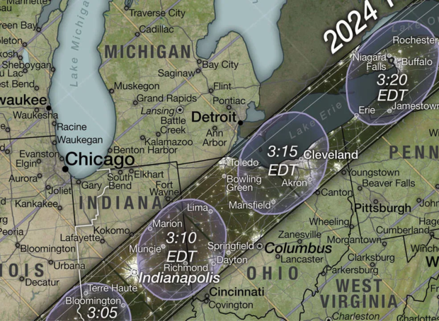 Map of the path of the solar eclipse 