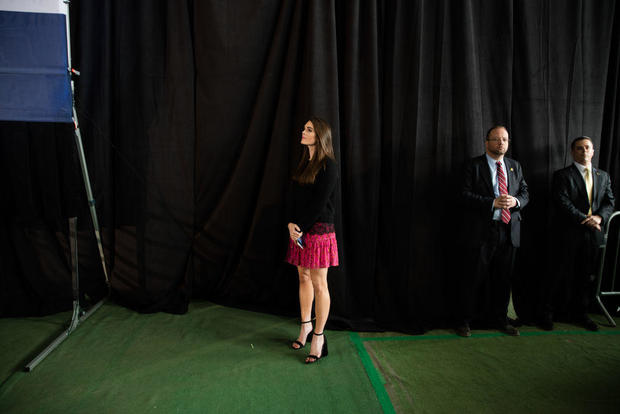 Trump campaign press secretary Hope Hicks at a rally in Colorado Springs, Colorado, on Oct. 18, 2016. 