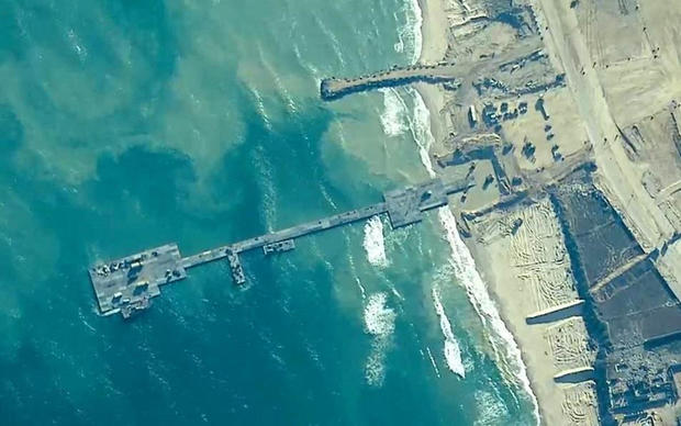 A first up-close look at the U.S. military's Gaza pier project, which has struggled to get aid to Palestinians