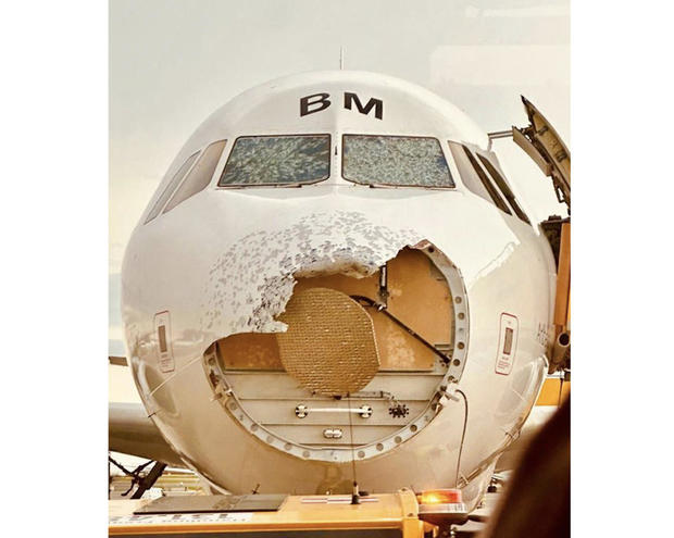 It only takes 5 seconds of hail to damage an airplane mid-flight, expert says. Photos show how destructive it can be.