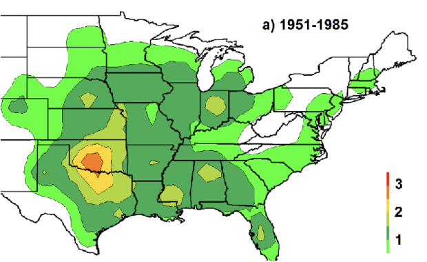 Maps show how "Tornado Alley" has shifted in the U.S.