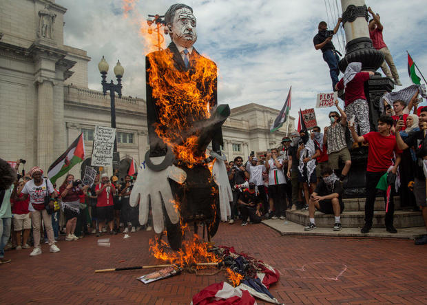 Kamala Harris condemns pro-Hamas protesters who burned American flag in D.C.