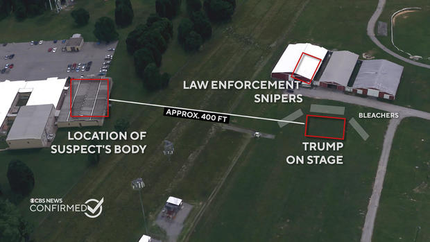 Maps show location of Trump, gunman, law enforcement snipers at Pennsylvania rally shooting