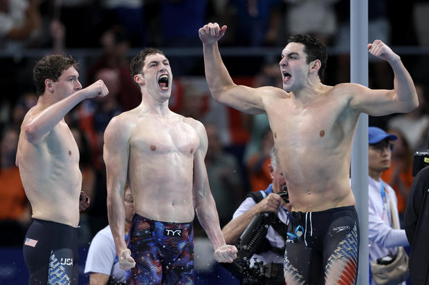 U.S. wins first gold medal of Paris Olympics at men's 4x100 meter freestyle relay