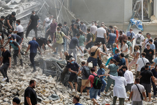 Rescuers work at Ohmatdyt Children's Hospital that was damaged during a Russian missile strikes, in Kyiv 