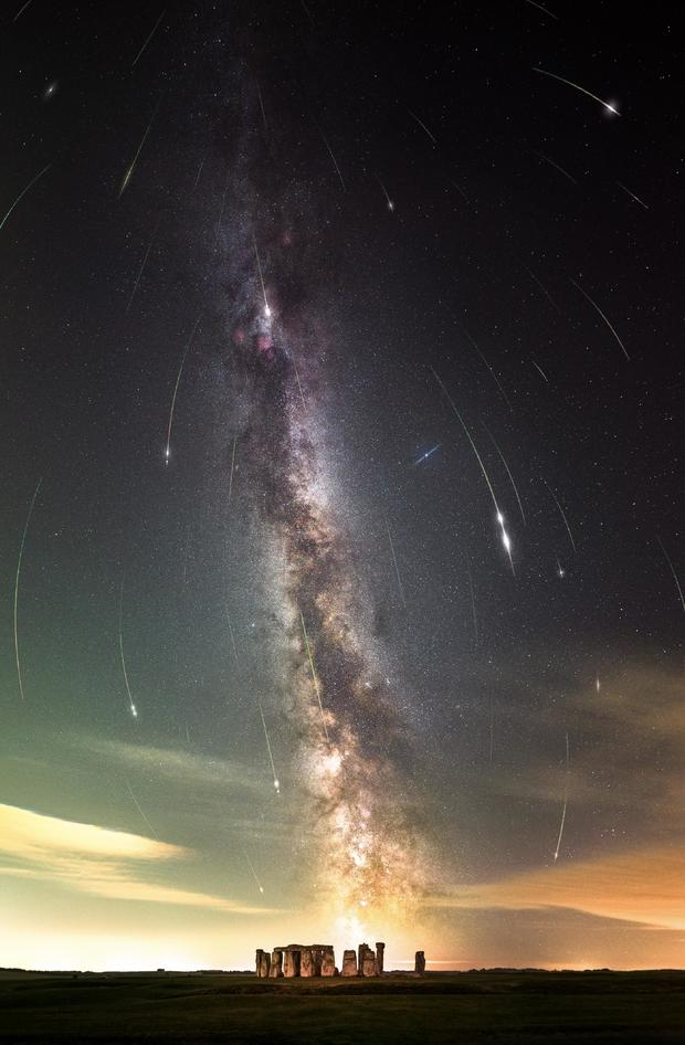 Dazzling photo shows Perseid meteor shower's "ancient fireworks" raining down on Stonehenge: "Window to the universe"