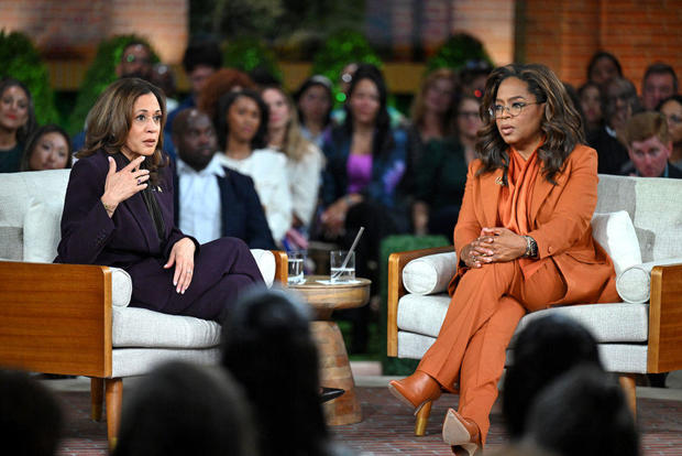 Harris, Oprah hold Michigan campaign event in talk show format