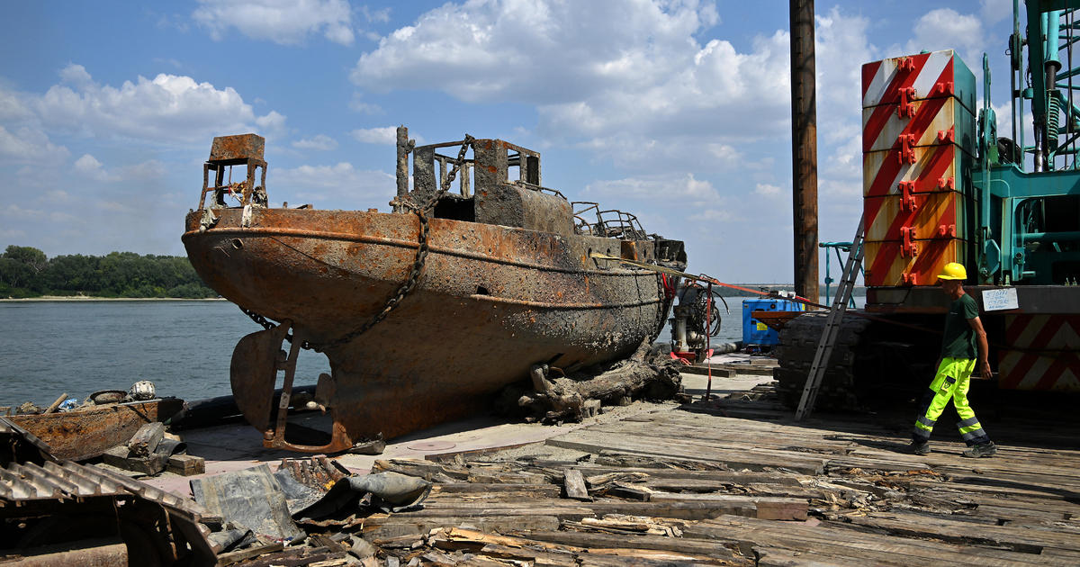 Wrecks of Nazi ships sunk during World War II emerge in River Danube following summer drought