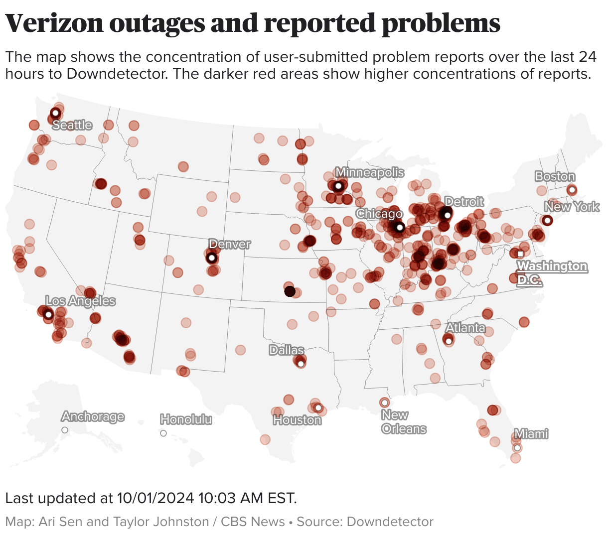 Verizon customers report widespread outages, with mobile phones limited to SOS mode