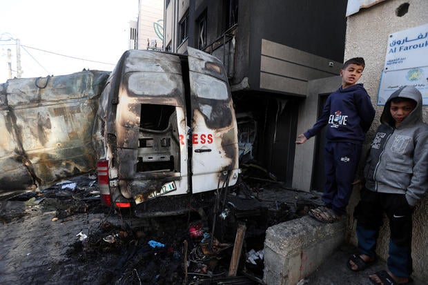 Aftermath of an Israeli strike, in Nuseirat, Gaza Strip 