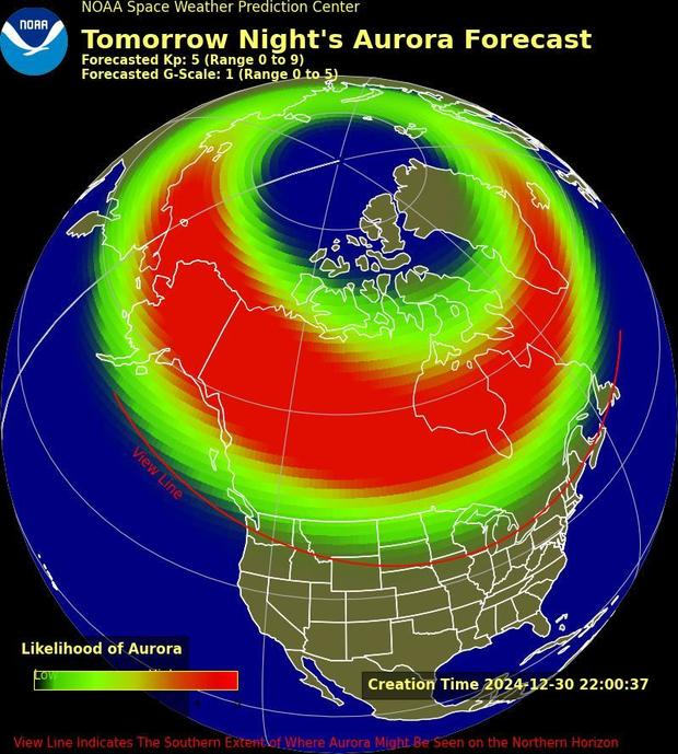 Northern lights could be visible in upper fringes of the U.S. this New Year's Eve