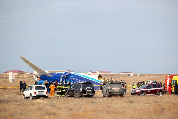 Crash site of an Azerbaijan Airlines passenger jet in Kazakhstan 