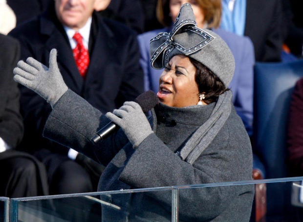 Aretha Franklin performs during the inauguration ceremony for President Barack Obama at the Capitol on Tuesday, Jan. 20, 2009. 