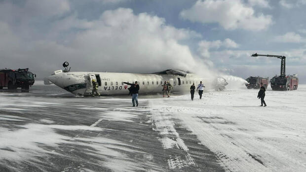 Delta plane crashes, flips upside down while landing in Toronto from Minneapolis