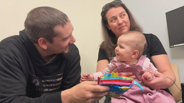 Massachusetts baby born deaf hears parents' voice for first time, "ready to tackle the world"