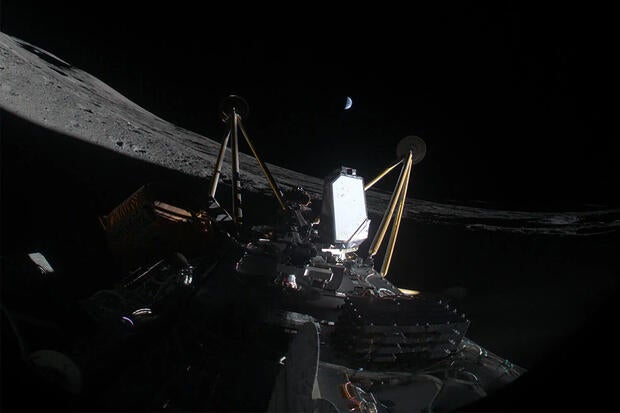 Athena moon mission comes to early end after lander tips over in off-target touchdown in a crater