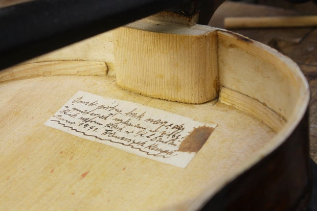 Secret note found inside violin built in concentration camp: "Made under difficult conditions"